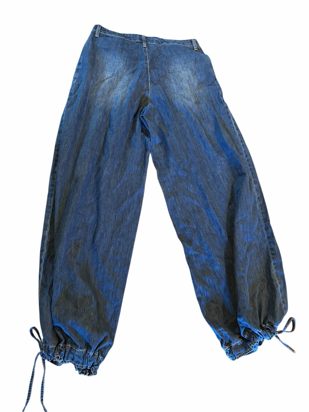 VERVET Drawstring Hem Balloon Leg Jeans Cargo Pockets - Picture 4 of 9
